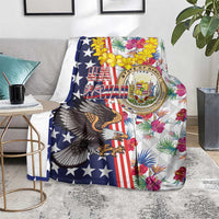 Hawaii and United States Together Blanket Seal of Hawaii and Bald Eagle - Wonder Print Shop