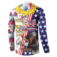 Hawaii and United States Together Button Sweatshirt Seal of Hawaii and Bald Eagle - Wonder Print Shop