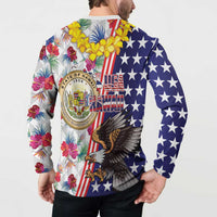 Hawaii and United States Together Button Sweatshirt Seal of Hawaii and Bald Eagle - Wonder Print Shop