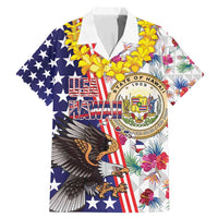 Hawaii and United States Together Family Matching Mermaid Dress and Hawaiian Shirt Seal of Hawaii and Bald Eagle - Wonder Print Shop