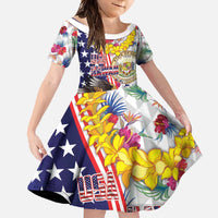 Hawaii and United States Together Family Matching Off Shoulder Maxi Dress and Hawaiian Shirt Seal of Hawaii and Bald Eagle - Wonder Print Shop