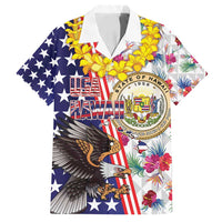 Hawaii and United States Together Family Matching Puletasi and Hawaiian Shirt Seal of Hawaii and Bald Eagle - Wonder Print Shop