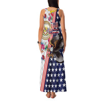 Hawaii and United States Together Family Matching Tank Maxi Dress and Hawaiian Shirt Seal of Hawaii and Bald Eagle - Wonder Print Shop