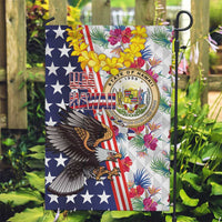 Hawaii and United States Together Garden Flag Seal of Hawaii and Bald Eagle - Wonder Print Shop