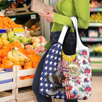 Hawaii and United States Together Grocery Bag Seal of Hawaii and Bald Eagle - Wonder Print Shop