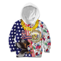 Hawaii and United States Together Kid Hoodie Seal of Hawaii and Bald Eagle - Wonder Print Shop