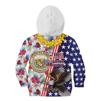 Hawaii and United States Together Kid Hoodie Seal of Hawaii and Bald Eagle - Wonder Print Shop