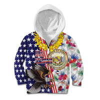 Hawaii and United States Together Kid Hoodie Seal of Hawaii and Bald Eagle - Wonder Print Shop