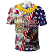 Hawaii and United States Together Polo Shirt Seal of Hawaii and Bald Eagle - Wonder Print Shop
