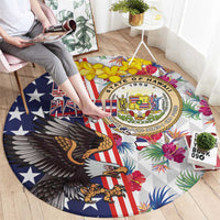 Hawaii and United States Together Round Carpet Seal of Hawaii and Bald Eagle - Wonder Print Shop