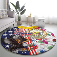 Hawaii and United States Together Round Carpet Seal of Hawaii and Bald Eagle - Wonder Print Shop