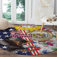 Hawaii and United States Together Round Carpet Seal of Hawaii and Bald Eagle - Wonder Print Shop