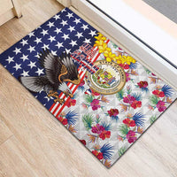 Hawaii and United States Together Rubber Doormat Seal of Hawaii and Bald Eagle - Wonder Print Shop
