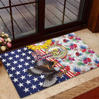 Hawaii and United States Together Rubber Doormat Seal of Hawaii and Bald Eagle - Wonder Print Shop
