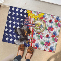 Hawaii and United States Together Rubber Doormat Seal of Hawaii and Bald Eagle - Wonder Print Shop