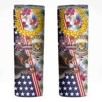 Hawaii and United States Together Skinny Tumbler Seal of Hawaii and Bald Eagle - Wonder Print Shop