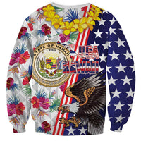 Hawaii and United States Together Sweatshirt Seal of Hawaii and Bald Eagle - Wonder Print Shop