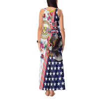 Hawaii and United States Together Tank Maxi Dress Seal of Hawaii and Bald Eagle - Wonder Print Shop