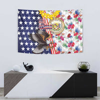 Hawaii and United States Together Tapestry Seal of Hawaii and Bald Eagle - Wonder Print Shop