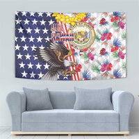 Hawaii and United States Together Tapestry Seal of Hawaii and Bald Eagle - Wonder Print Shop
