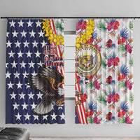Hawaii and United States Together Window Curtain Seal of Hawaii and Bald Eagle - Wonder Print Shop