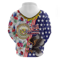 Hawaii and United States Together Zip Hoodie Seal of Hawaii and Bald Eagle - Wonder Print Shop