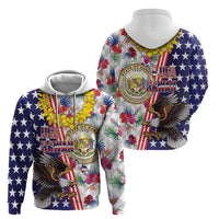 Hawaii and United States Together Zip Hoodie Seal of Hawaii and Bald Eagle - Wonder Print Shop