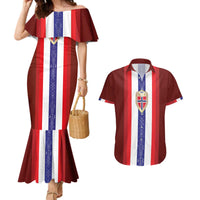 Custom Norway Football Couples Matching Mermaid Dress and Hawaiian Shirt Norwegian Stripes-Viking Style - Wonder Print Shop