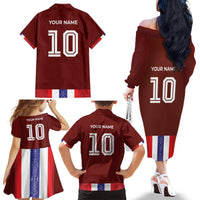 Custom Norway Football Family Matching Off The Shoulder Long Sleeve Dress and Hawaiian Shirt Norwegian Stripes-Viking Style - Wonder Print Shop