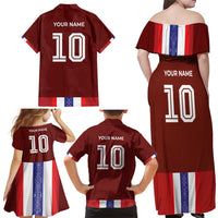 Custom Norway Football Family Matching Off Shoulder Maxi Dress and Hawaiian Shirt Norwegian Stripes-Viking Style - Wonder Print Shop