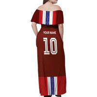 Custom Norway Football Family Matching Off Shoulder Maxi Dress and Hawaiian Shirt Norwegian Stripes-Viking Style - Wonder Print Shop