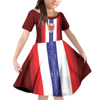 Custom Norway Football Family Matching Off Shoulder Short Dress and Hawaiian Shirt Norwegian Stripes-Viking Style - Wonder Print Shop