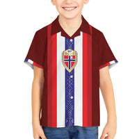 Custom Norway Football Family Matching Short Sleeve Bodycon Dress and Hawaiian Shirt Norwegian Stripes-Viking Style - Wonder Print Shop