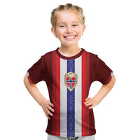 Custom Norway Football Kid T Shirt Norwegian Stripes-Viking Style - Wonder Print Shop