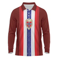 Custom Norway Football Long Sleeve Polo Shirt Norwegian Stripes-Viking Style - Wonder Print Shop