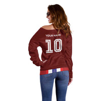 Custom Norway Football Off Shoulder Sweater Norwegian Stripes-Viking Style - Wonder Print Shop