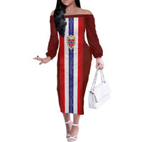 Custom Norway Football Off The Shoulder Long Sleeve Dress Norwegian Stripes-Viking Style - Wonder Print Shop
