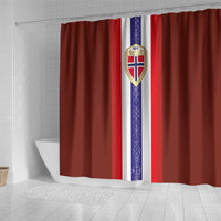 Norway Football Shower Curtain Norwegian Stripes-Viking Style - Wonder Print Shop