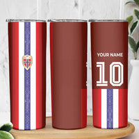 Custom Norway Football Skinny Tumbler Norwegian Stripes-Viking Style - Wonder Print Shop