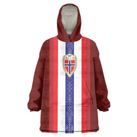 Custom Norway Football Wearable Blanket Hoodie Norwegian Stripes-Viking Style - Wonder Print Shop