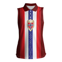 Custom Norway Football Women Sleeveless Polo Shirt Norwegian Stripes-Viking Style - Wonder Print Shop