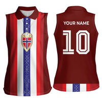 Custom Norway Football Women Sleeveless Polo Shirt Norwegian Stripes-Viking Style - Wonder Print Shop