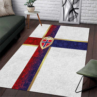 Norway Football Area Rug Norwegian Flag Style with Rosemaling Pattern - Wonder Print Shop