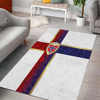 Norway Football Area Rug Norwegian Flag Style with Rosemaling Pattern - Wonder Print Shop