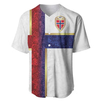 Custom Norway Football Baseball Jersey Norwegian Flag Style with Rosemaling Pattern - Wonder Print Shop