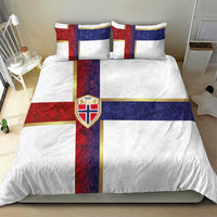 Norway Football Bedding Set Norwegian Flag Style with Rosemaling Pattern - Wonder Print Shop