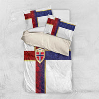 Norway Football Bedding Set Norwegian Flag Style with Rosemaling Pattern - Wonder Print Shop