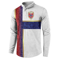 Custom Norway Football Button Sweatshirt Norwegian Flag Style with Rosemaling Pattern - Wonder Print Shop