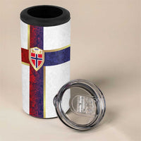 Norway Football 4 in 1 Can Cooler Tumbler Norwegian Flag Style with Rosemaling Pattern - Wonder Print Shop