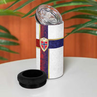 Norway Football 4 in 1 Can Cooler Tumbler Norwegian Flag Style with Rosemaling Pattern - Wonder Print Shop